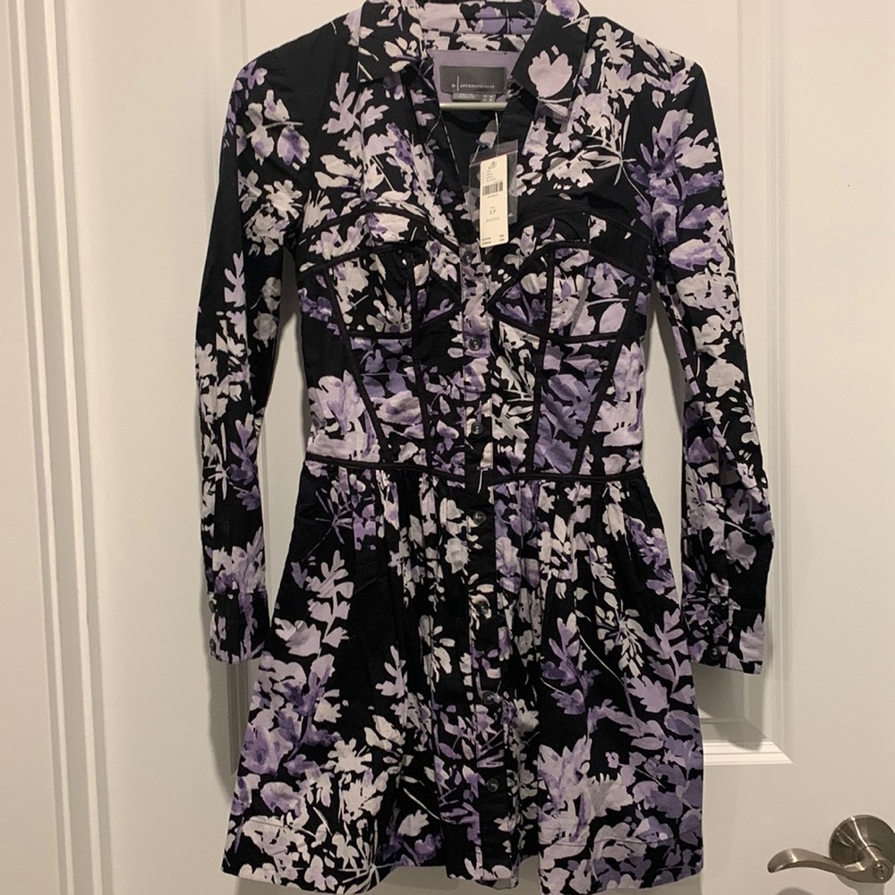 Anthropologie Black Floral Dress